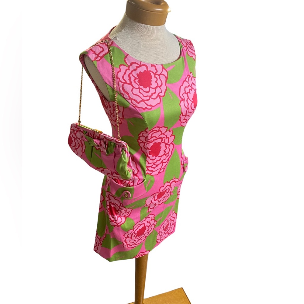 Talbots Matching Pink Floral OUTFIT Dress and Purse